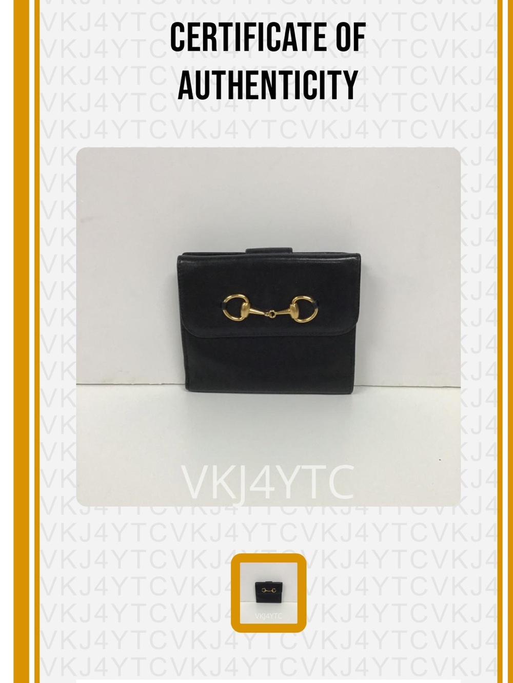 Gucci Black Leather Compact Wallet with Gold Horsebit Detail - Picture 7 of 7